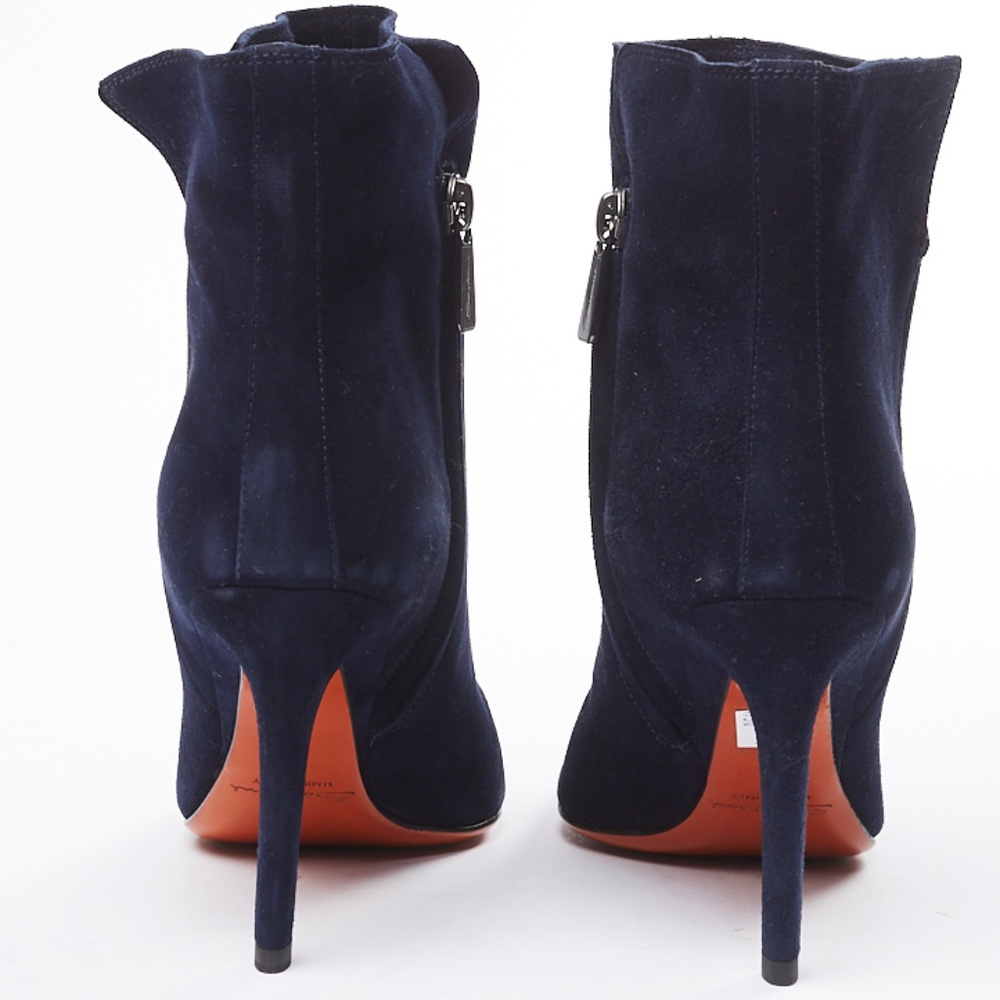 ❌ NWT Santoni Navy Blue Suede High Heel Boots - Picture 3 of 9